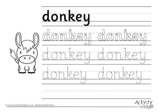 Donkey Handwriting Worksheet