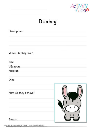Donkey Worksheet
