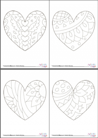 Doodle Heart Colouring Page Pack of 8