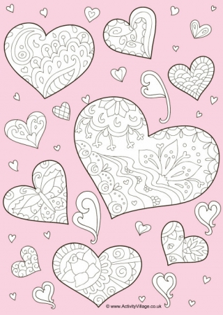 Doodle Hearts Colour Pop Colouring Page 2