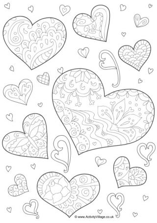 I Love You Doodle Colouring Page