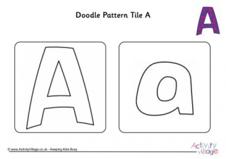 Doodle Pattern Tile Alphabet A