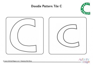 Doodle Pattern Tile Alphabet C