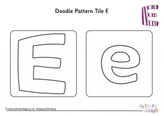 Doodle Pattern Tile Alphabet E