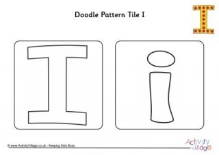 Doodle Pattern Tile Alphabet I