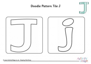 Doodle Pattern Tile Alphabet J