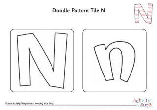 Doodle Pattern Tile Alphabet N