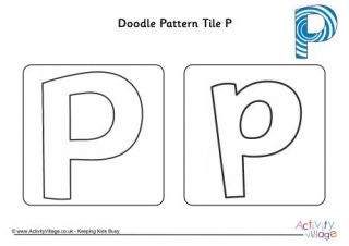 Doodle Pattern Tile Alphabet P