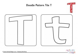 Doodle Pattern Tile Alphabet T