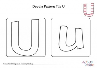 Doodle Pattern Tile Alphabet U