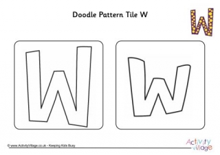 Doodle Pattern Tile Alphabet W