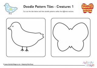 Doodle Pattern Tiles - Creatures 1