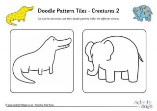 Doodle Pattern Tiles - Creatures 2