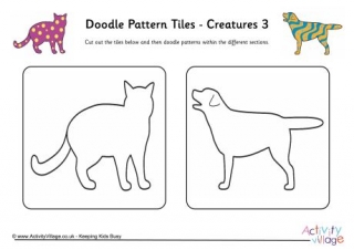 Doodle Pattern Tiles - Creatures 3