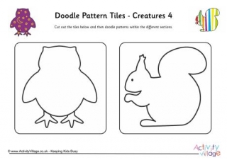 Doodle Pattern Tiles - Creatures 4