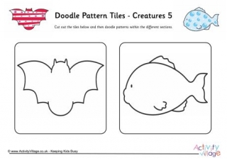 Doodle Pattern Tiles - Creatures 5