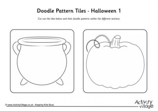 Doodle Pattern Tiles - Halloween 1