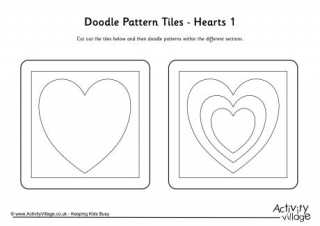 Doodle Pattern Tiles - Hearts 1