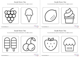 Doodle Pattern Tiles - Summer Food