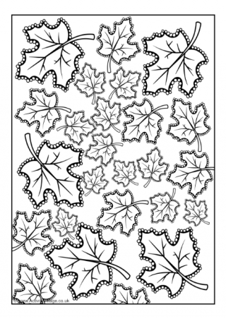 Doodly Autumn Leaves Colouring Page 2