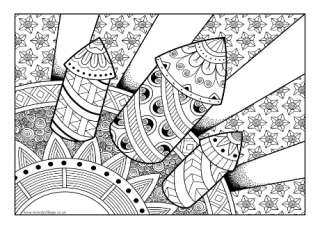 Doodly Fireworks Colouring Page 2