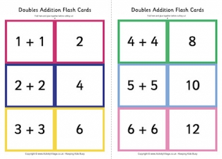 Doubles Addition Folding Flash Cards