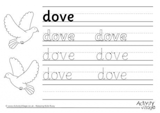 Dove Handwriting Worksheet