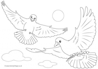 Doves Scene Colouring Page
