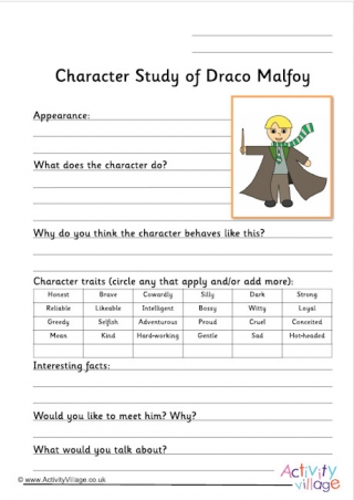 Draco Malfoy worksheet