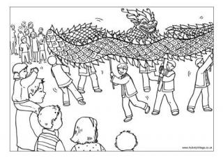 Dragon Dance Colouring Page
