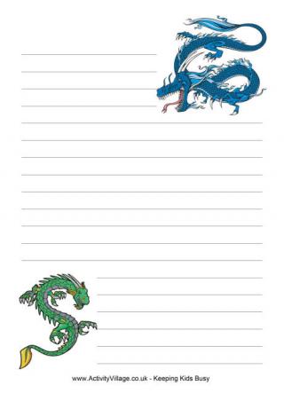 Dragons writing paper