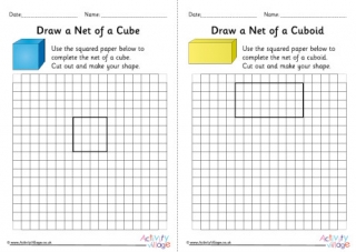 Drawing Nets Of 3D Shapes Worksheets Set 1