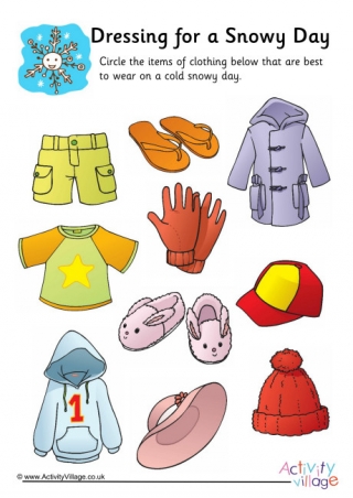 Dressing for a Snowy Day Worksheet