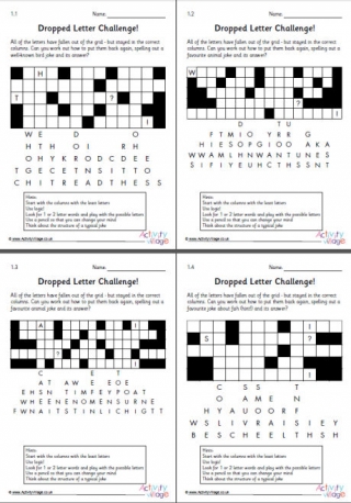 Dropped Letter Challenge Puzzles Set 1