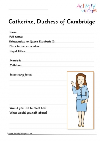 Duchess of Cambridge Worksheet