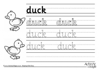 Duck Handwriting Worksheet