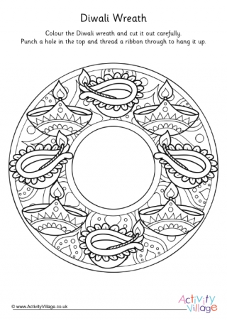 Diwali Wreath Colouring Page