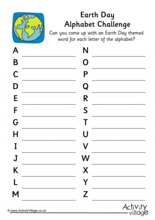Earth Day Alphabet Challenge