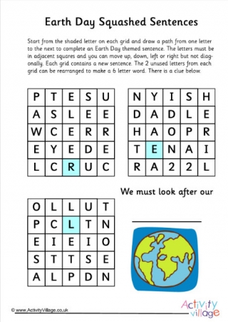 Earth Day Squashed Sentences Puzzle