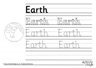 Earth Handwriting Worksheet