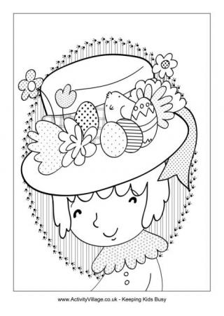 Easter Bonnet Colouring Page