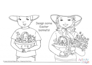 Easter Bonnets Doodle Page