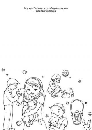 Easter Bunnies Colouring Card