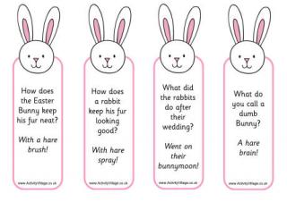 Easter Bunny jokes bookmarks