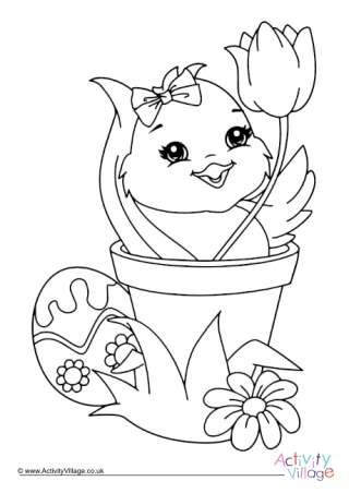 Easter Chick Colouring Page 2
