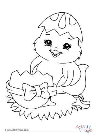 Easter Chick Colouring Page 