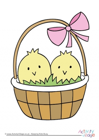 Easter Chicks Basket Poster