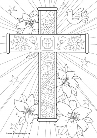 Easter Cross Colouring Page