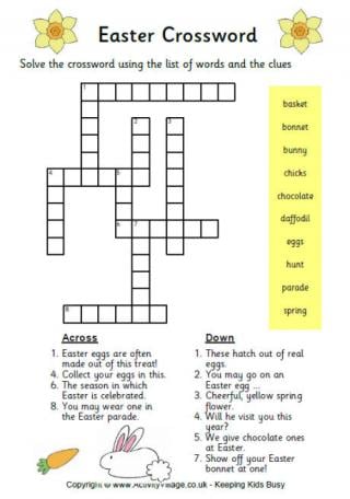 Easter Crossword - Easy