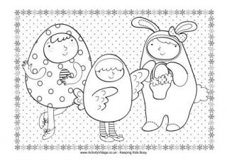 Easter Dressing Up Colouring Page
